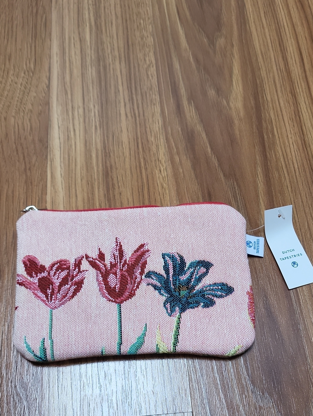 Pink Floral Zip Cosmetic Pouch